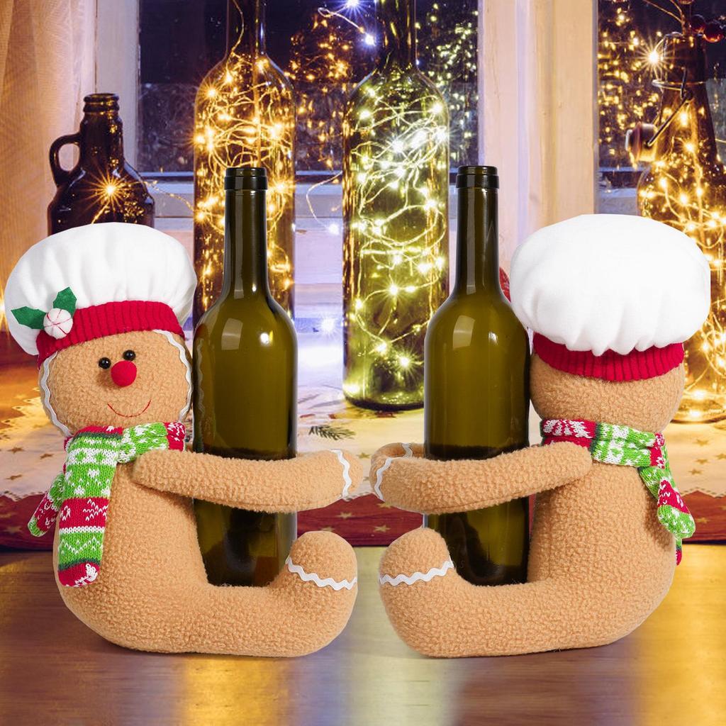 Christmas Gingerbread Man Tree Light Cover & Wine Bottle Decoration