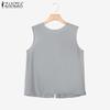 ZANZEA Women O-neck Sleeveless Solid Breathable Splits Casual Loose Tank Tops