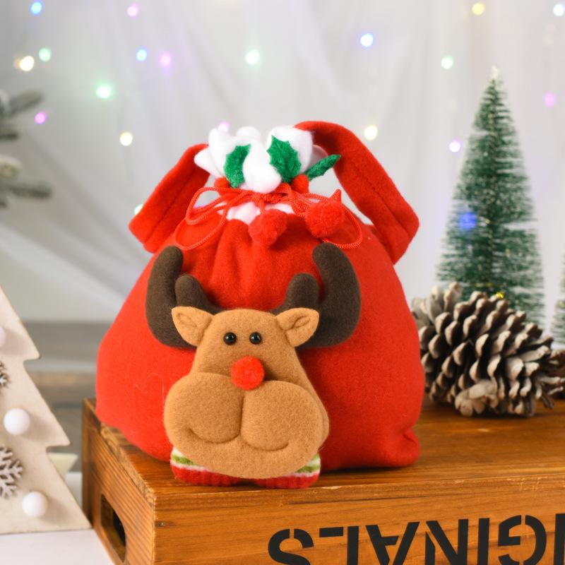 Christmas Creative English Apple Bag Cartoon Old Man Snowman Children's Gift Candy Bag Flannel Red Handbag