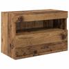 Wall Mounted TV Units with LED Light Strips 6 pcs Reclaimed Wood Effect Particleboard