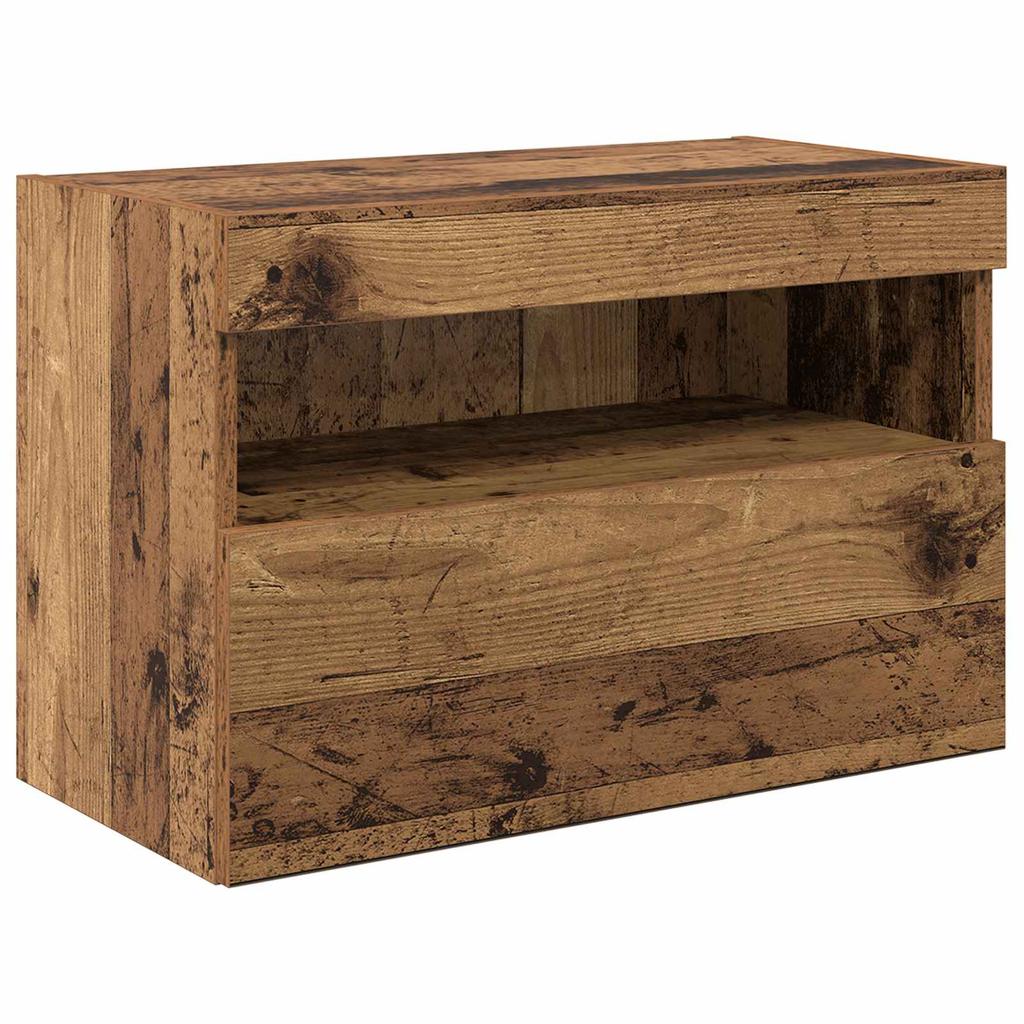 Wall Mounted TV Units with LED Light Strips 6 pcs Reclaimed Wood Effect Particleboard