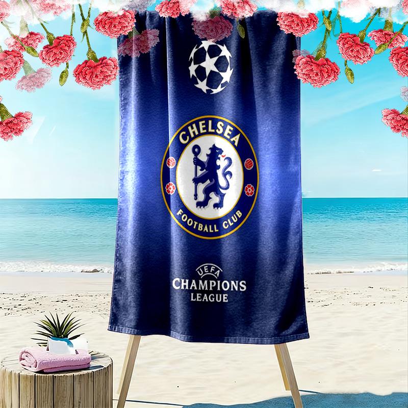 Asciugamano da Spiaggia con Stampa Logo Chelsea-FC, Asciugamano Grande Morbido ad Asciugatura Rapida per Spiaggia Campeggio Nuoto