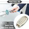 Key Fob Cover Compatible for Hyundai Elantra, 5 Buttons Silver Tone Edge Fashion Soft TPU White Remote Keyless Smart Key Fob Case Protection Shell