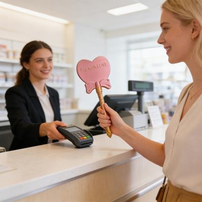 Tap-to-Pay Wand Contactless Payment Card Holder Wand Credit Card Holder Cute Heart Wand Gift for Kids Adults
