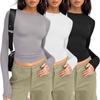 European and American Women's Casual Slim Fit Long Sleeve Pullover T-shirt Streetwear Set