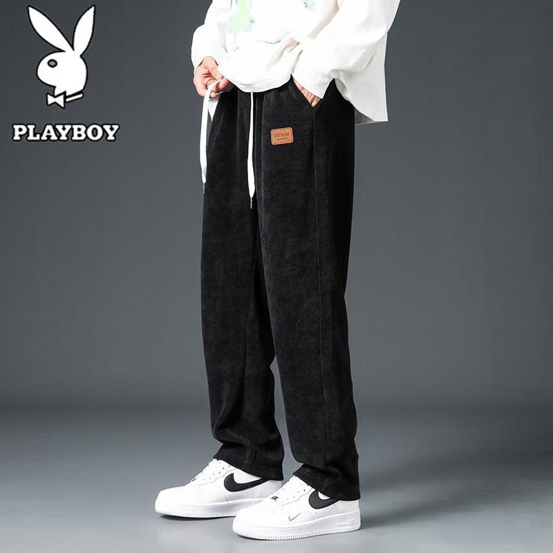 PLAYBOY Men's Corduroy Straight-Leg Casual Pants
