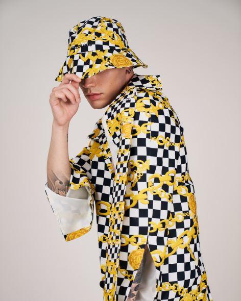 GREEDILOUS Checkerboard Chain Print Bucket Hat
