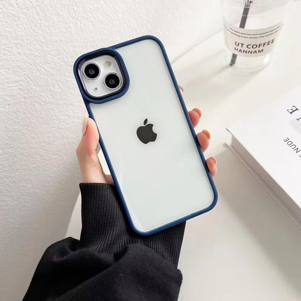 Transparente Harte Acryl Handyhülle Für iPhone 14 15 Pro Max Stoßfeste Hülle Funda iPhone 11 12 13 Pro Silikonrahmen Rückseite