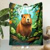 Charming Capybara Print Blanket  Reversible Flannel for AllSeason Relaxation Animal Lover Gifts  Cozy Comfort
