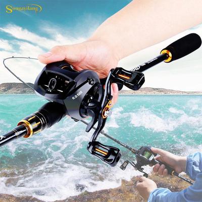 2.1M/2.4M 4 Sections M Power Casting  Fishing Rod with Left/right Handle Baitcast Reel