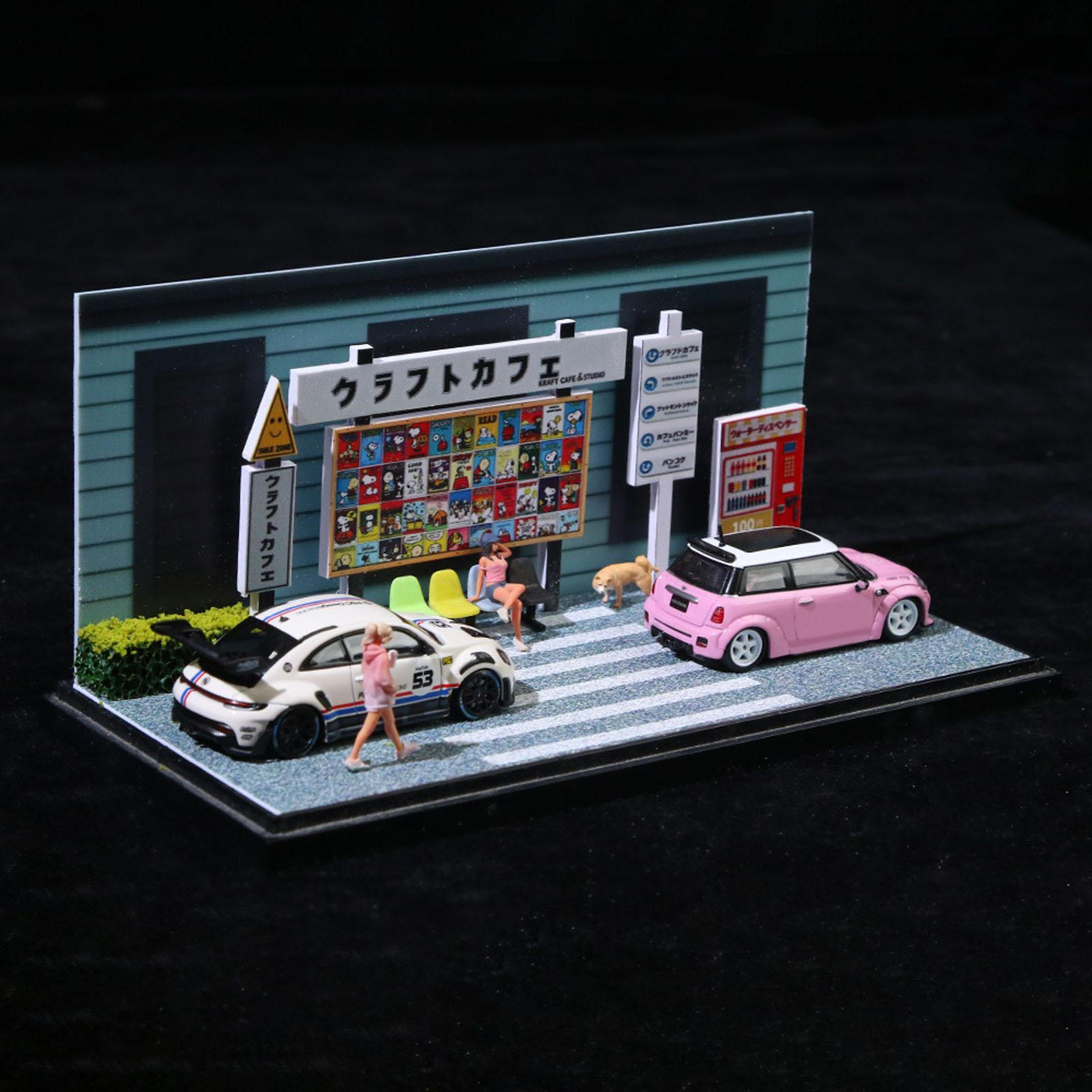 1/64 Scale Car Model Display Case Alloy Toy Stand Scenery Dustproof Diecast Cars