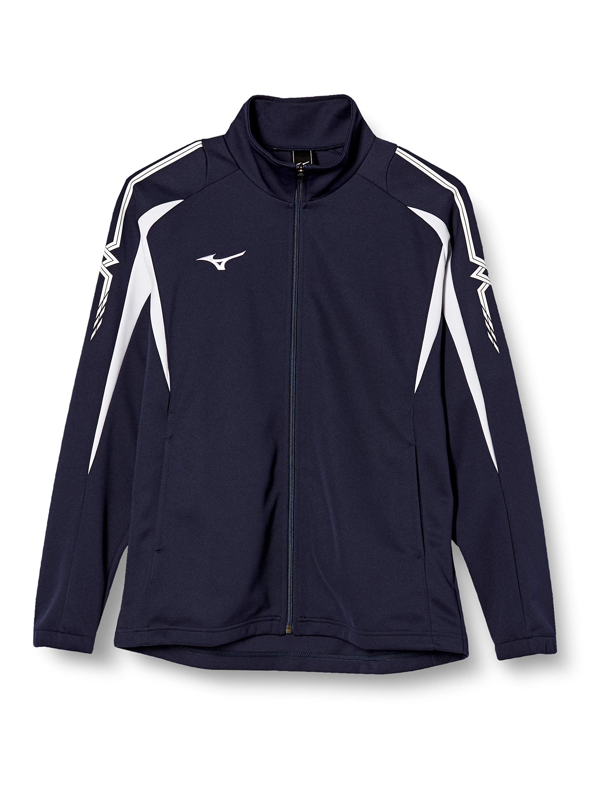

Mizuno Training Size Size Small Warm-Up Shirt, Moisture-Wicking, Quick-Drying, 32JC8001, Navy/White, 14,