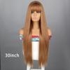 Long Straight Wig With Bangs Natural White Hair Wigs Synthetic Heat Resistant Wigs For Girls Daily Party Use