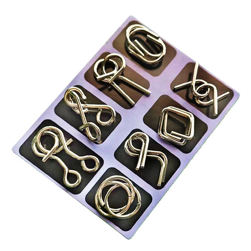 Nine-Ring Metal Puzzle - Eight-Piece Disentanglement Brain Teaser Set