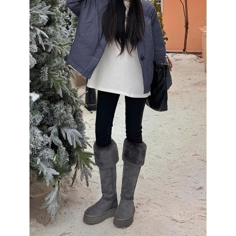 Thick-soled snow boots Children's long boots Fleece warm thick-fleece cotton boots Northeast cotton shoes long