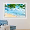 HOTIYOK Fake Window Sticker Wall Sticker Window Ocean Window View Painting Style Wallpaper Poster Blue Sky and Sea Sea of Clouds Mirror Lake Surface