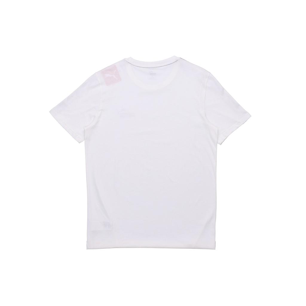 Puma Logo Print Taping Sports Round Neck T-Shirt Men Tops White 532557-02
