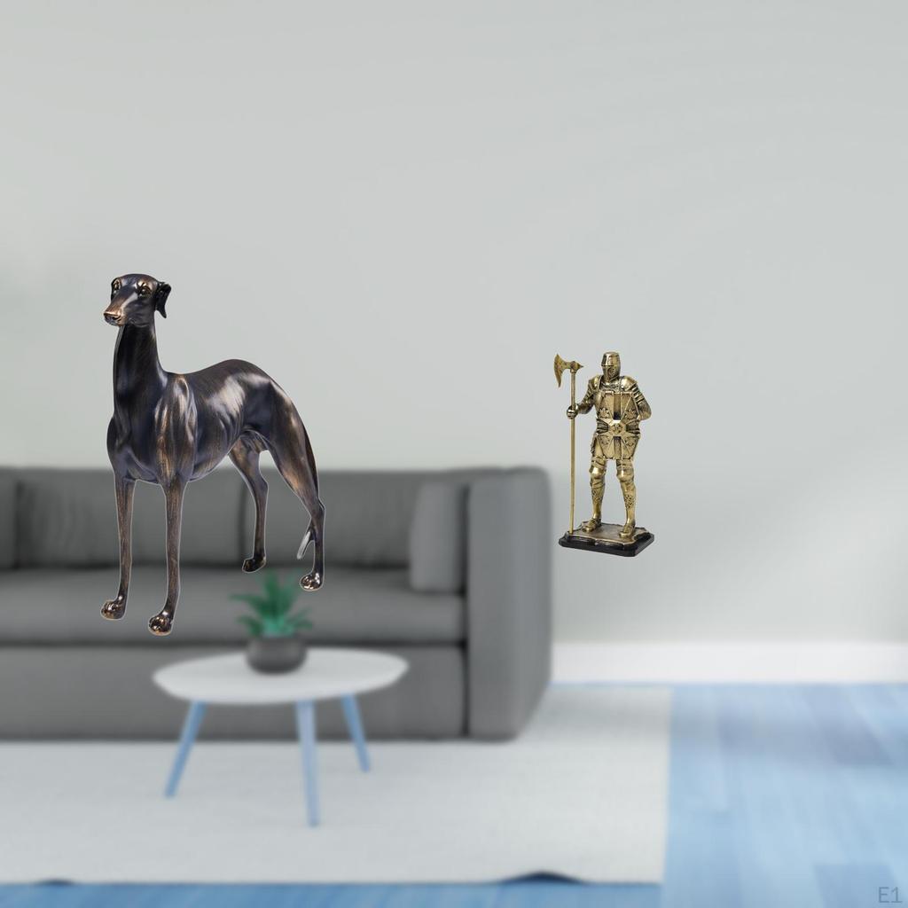 Knight Resin Dog Animal Figurine Decorative Statue Tabletop Centerpiece Sculpture Ornament for