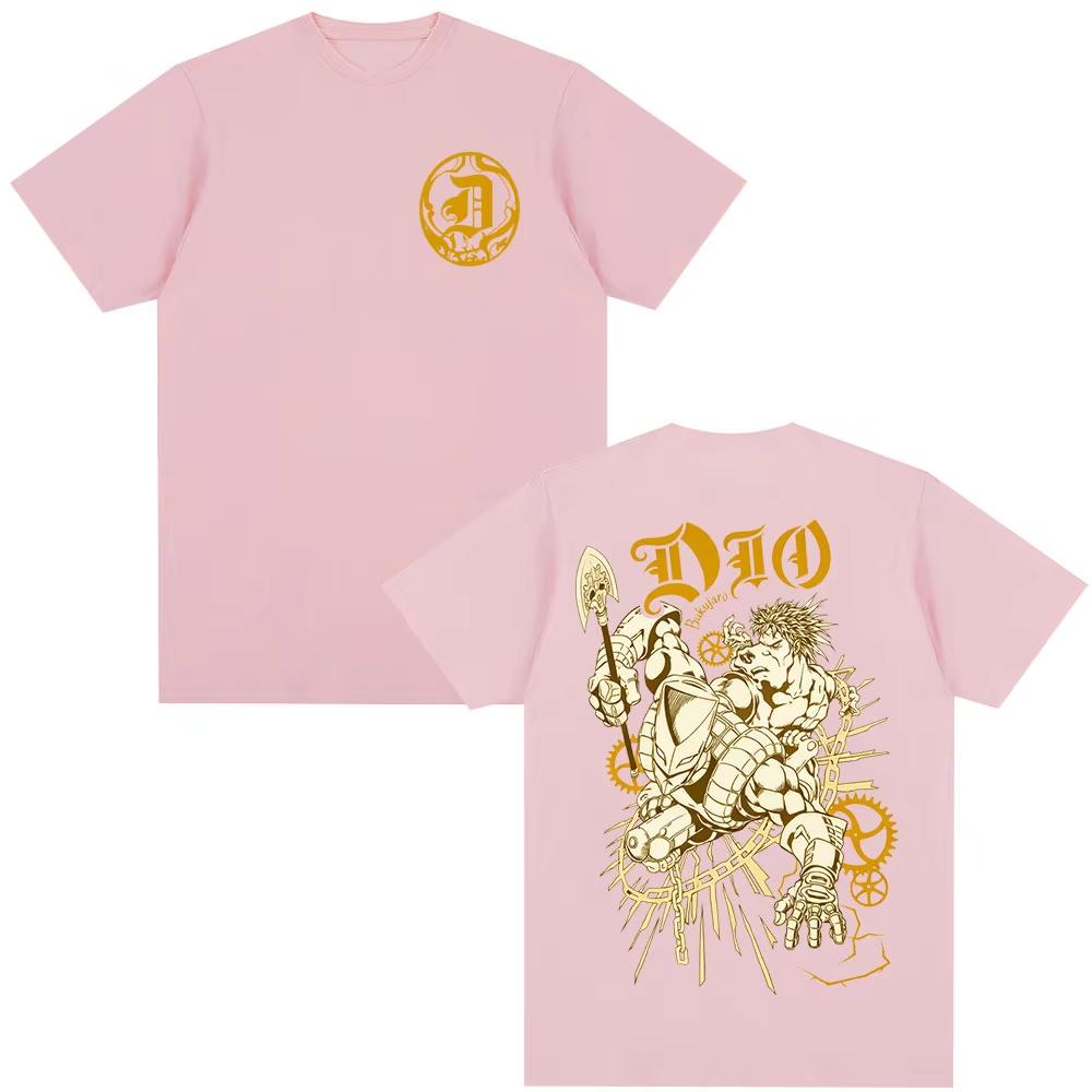 This Eye-catching JoJo’s Bizarre Adventure Dio Brando & The World Graphic T-Shirt Boasts Bold Golden Artwork Perfect For Die-hard Anime Fans T-Shirt