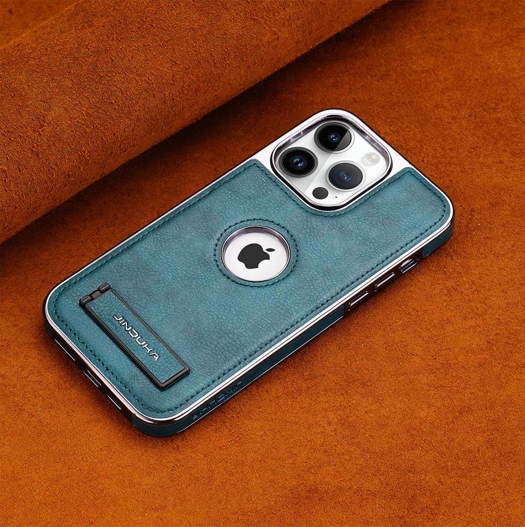 "Premium Leather Anti-fall Case for S24 Ultra 16 Pro Max, iPhone 16 Pro, Mate 60 with Stand"