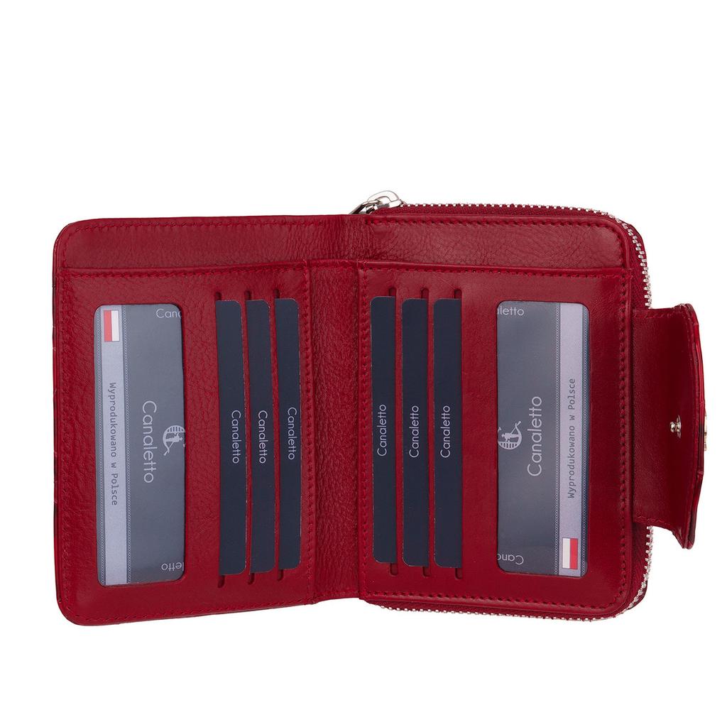 Czerwony portfel damski Canaletto - elegancja, funkcjonalność i ochrona RFID PD1266s90