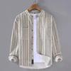 Fashion Retro Striped Long-sleeved Shirt New Men's Trendy Literary Casual Loose Versatile Japanese Button Top