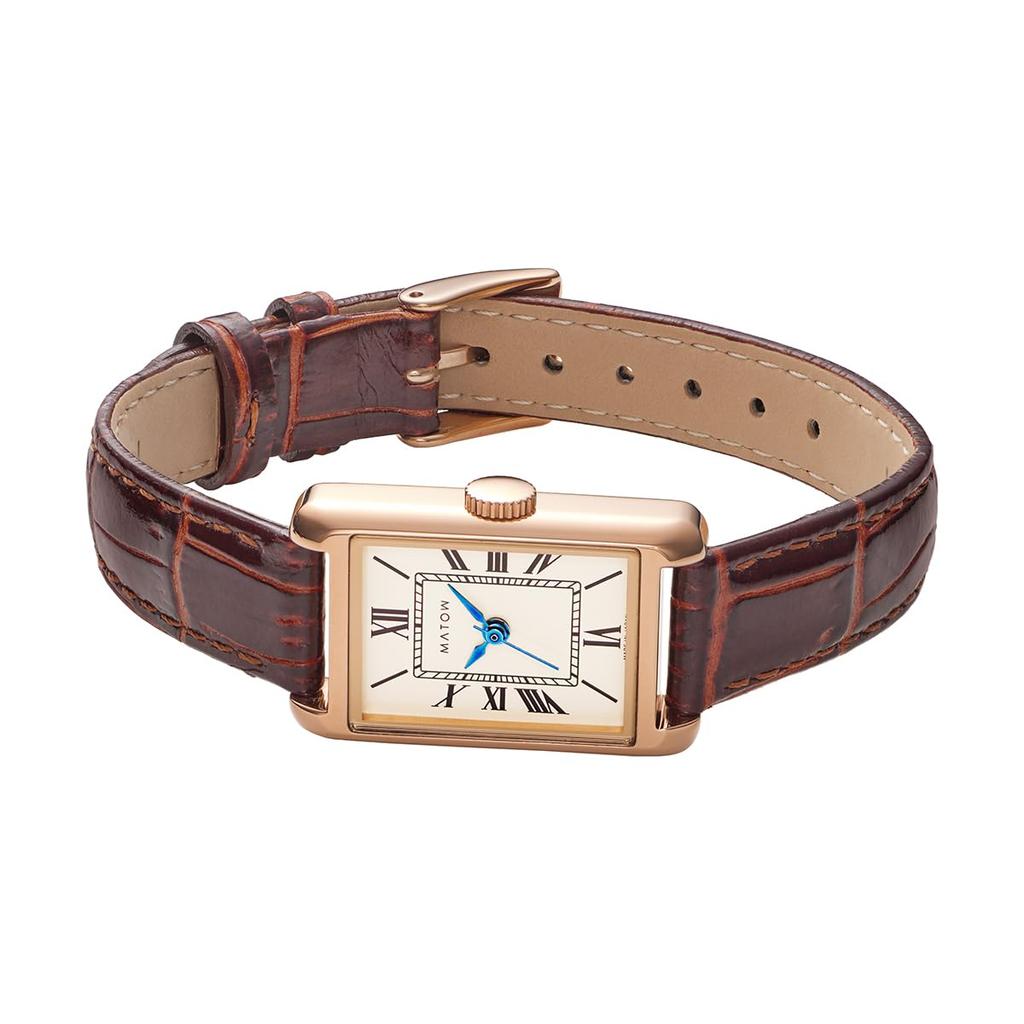 Authorized Dealer Matow Watches Watches mw004004 Oborozuki Square Rose Gold Brown Leather [MATOW] Ladies' [Tsuki]