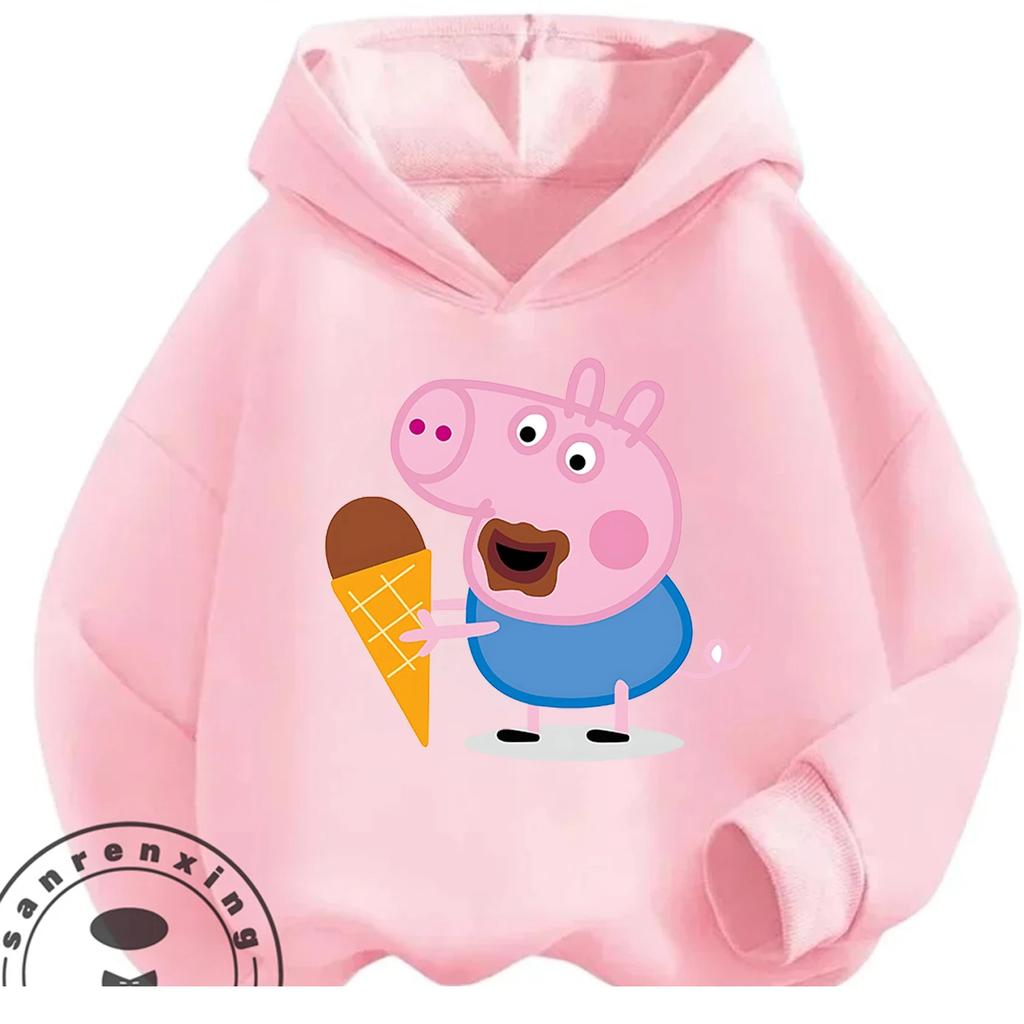 Autumn Winter Casual Youth Hoodie Cute Kawaii Cartoon Graphic Hooded Kids Tops Peppa Pig Boys Girls 3 14