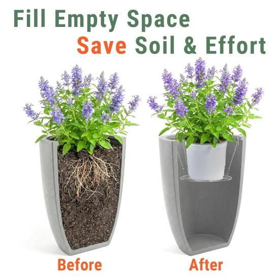 Adjustable Planter Insert for Tall Large Pots 3–10.3" Pot Riser with Chains And Hooks Stainless Steel Hanging Pot Filler for Indoor Outdoor Wedding