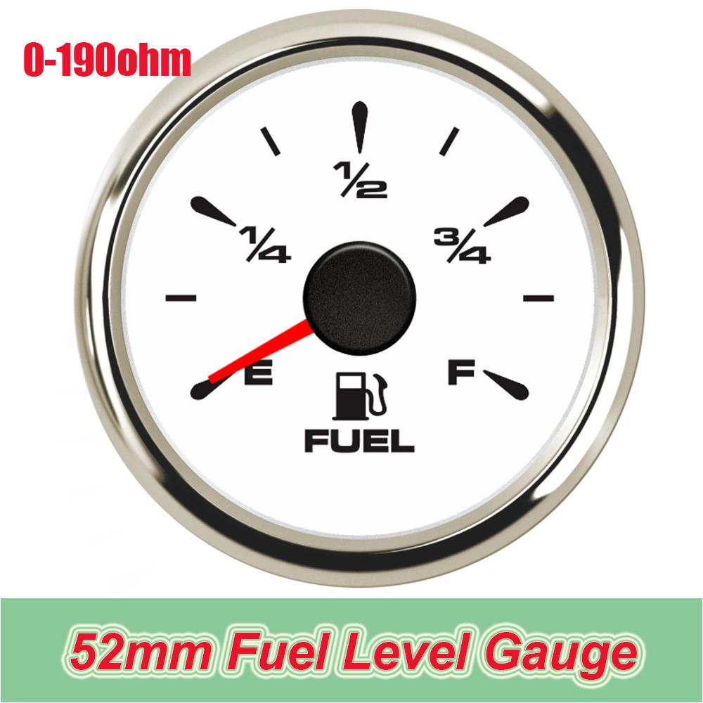 52mm Gauges Fuel Level Meter for Car Boat Yacht Gas Diesel Oil Tank Level Gauge Indicator 7colors LED Backlight Without Sensor