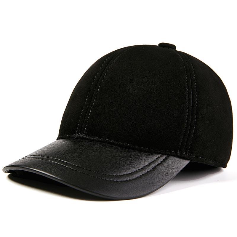 Autumn Winter Men and Women's Leather Baseball Cap Waterproof Windproof Hat Outdoor Sports