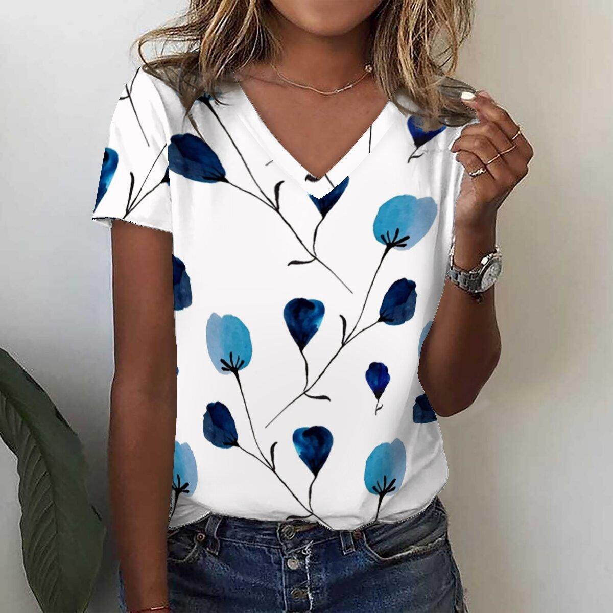 

Квіткові тропічні листя 3D друк футболка літні жінки V-подібним вирізом футболки Y2k топи вуличного одягу Harajuku негабаритні футболки жіночий одяг 6XL