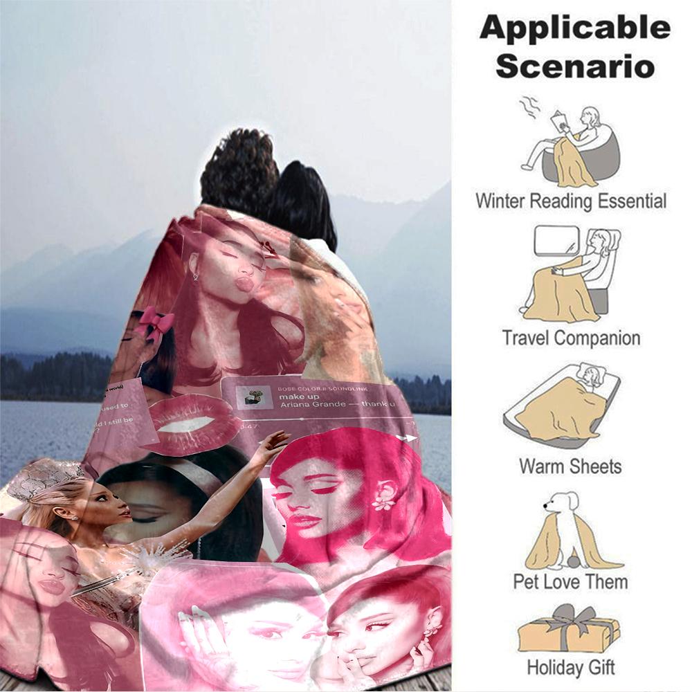 Ariana Grande Collage Blanket Soft Throw Blanket For Home Bedroom Bed Sofa Travel Office Solid Christmas Blanket