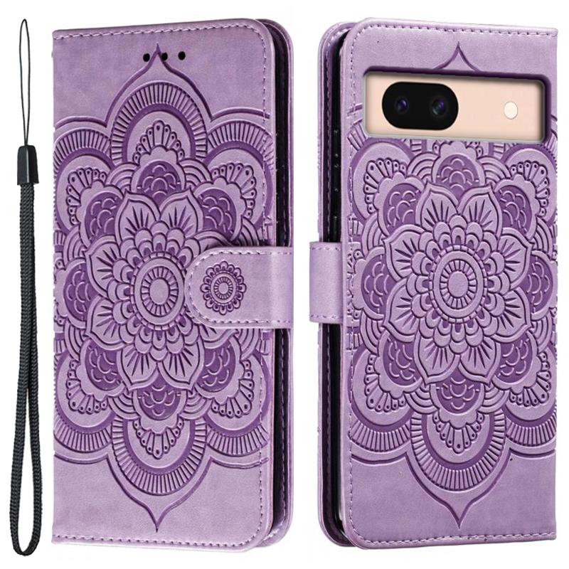 For Google Pixel 8a Case PU Leather Mandala Imprinted Design Wallet Phone Cover
