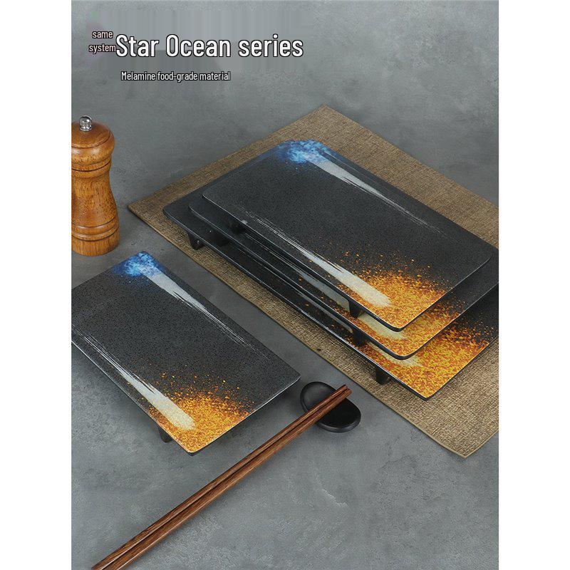 Japanese Rectangular Melamine Plate for Barbecue and Sushi