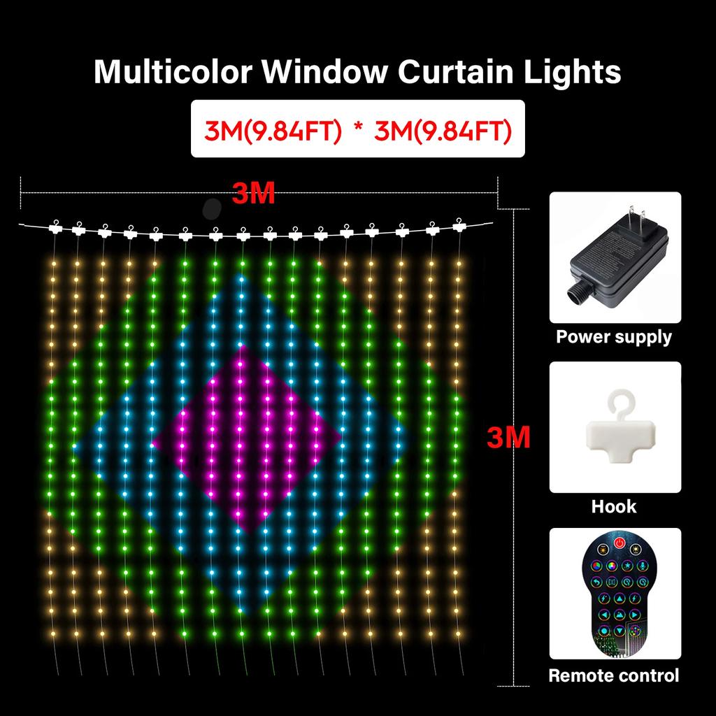 Smart Curtain String Light App DIY Picture Text Led Display Smart LED RGB String Light RGB LED Bluetooth Control Curtain Lights