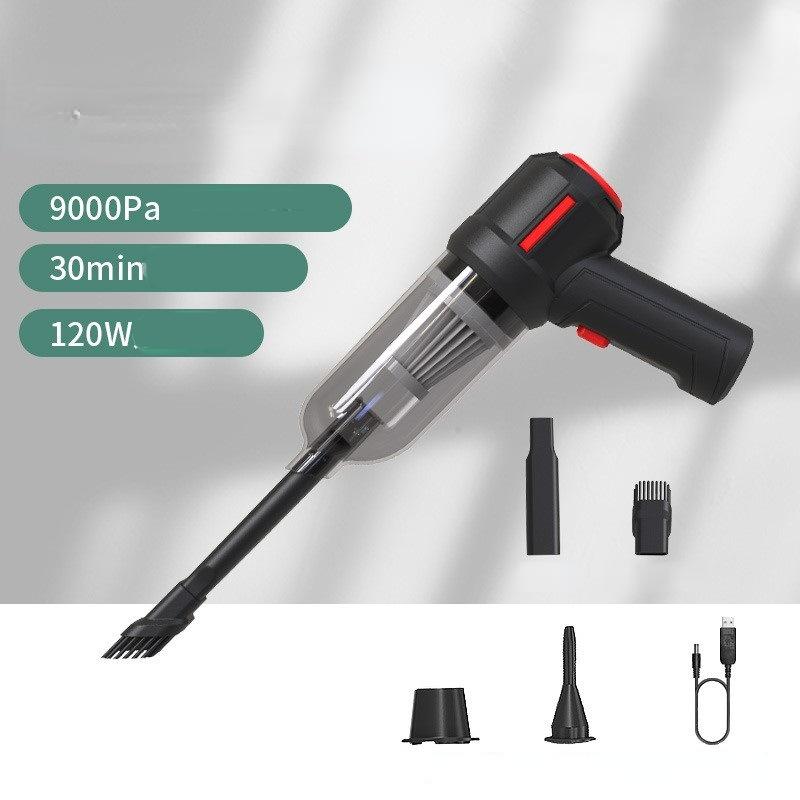

[4 в 1] 120 Вт, 9000 Па, беспроводной воздуходувка, ручной пылесос, мини-беспроводная автомобильная клавиатура, пылесос, портативный циклонный всасывающий домашний пылесос 18.5*16*6cm чёрный