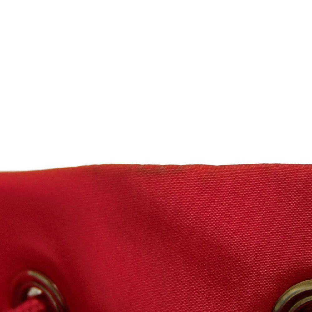 Used 9539 GG Nylon Daypack 387071 7927 Double G Calfskin Drawstring Logo Embossed Orange Red Men's from Japan AUTHENTIC