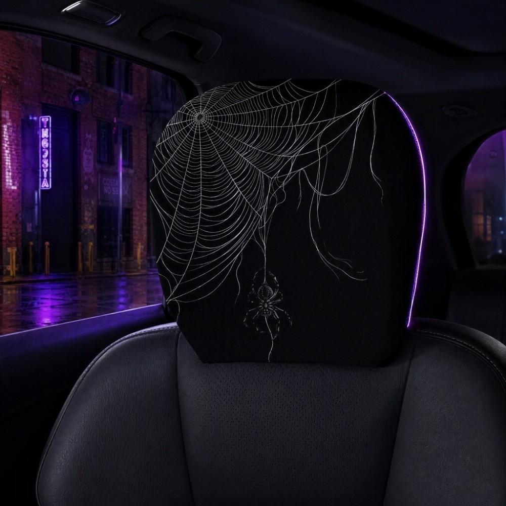 2PCS Spider Web Car Pillowcase Cool Decorations Car Seat Headcover  Journey Must-Have