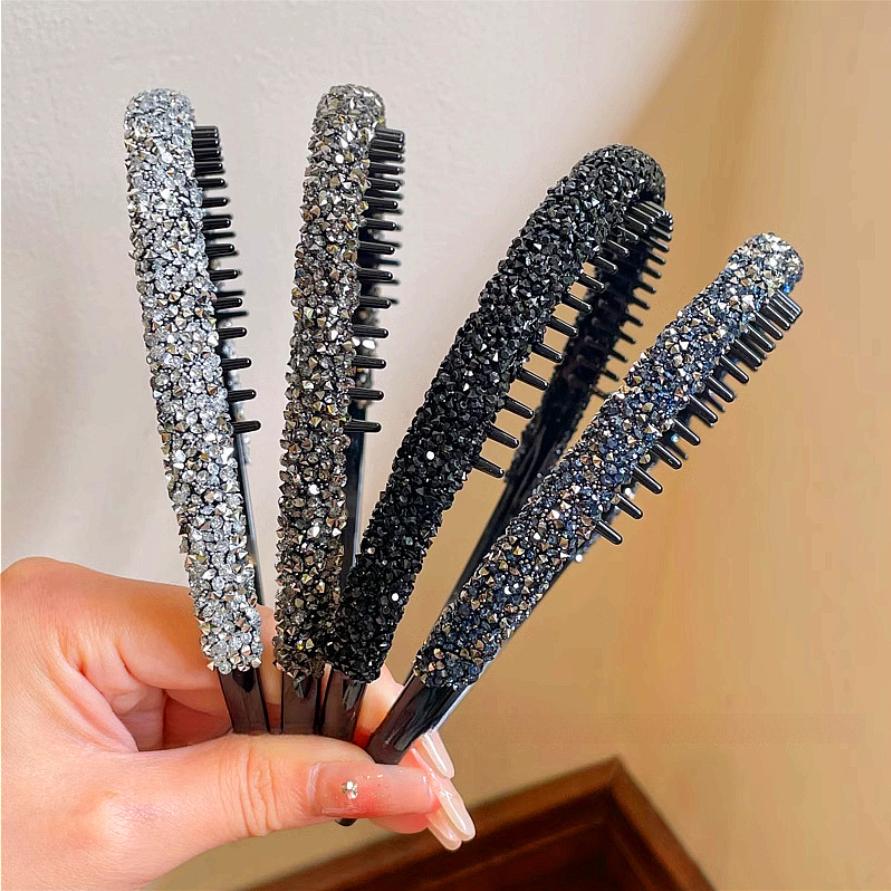 Luxury Crystal Beads Hair Bands Women Girls Headwear Tooth Elastic Headbands Shiny Hair Hoops Accessories