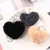 8Cm Fluffy Pompom Keychain Gifts For Women Soft Heart Shape Pompon Fake Rabbit Key Chain Ball Car Bag Accessories Key Ring