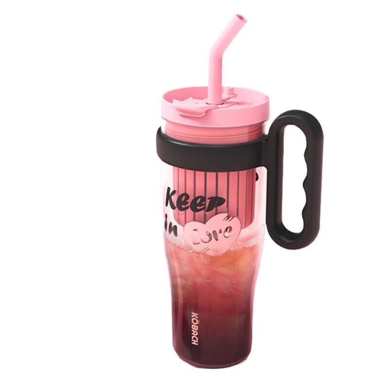 KOBACH Spring Series 1200ml Jumbo Insulated Straw Plastic Cup