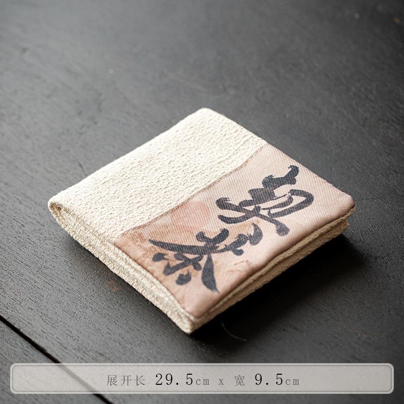 Traditional Chinese Cotton Linen Tea Towel Long Rectangular Tea Table Mat Kung Fu Tea Cloth for Gongfu Cha Ceremony Setup