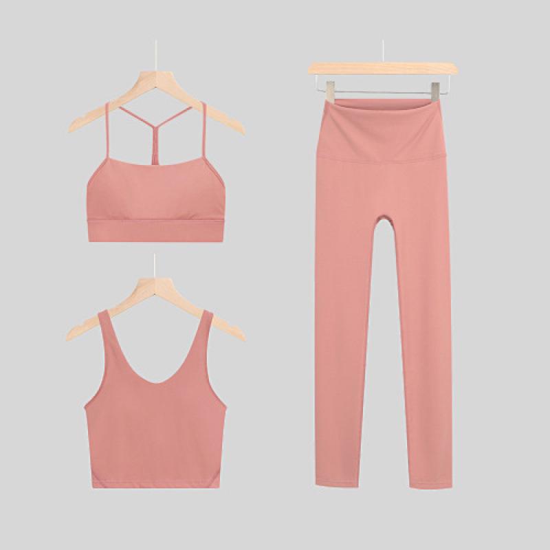 LULU Original Three-Piece Yoga Set: Beautiful Back Y/U-Shaped Vest & Quick-Dry, Breathable Nine-Point Pants for Women