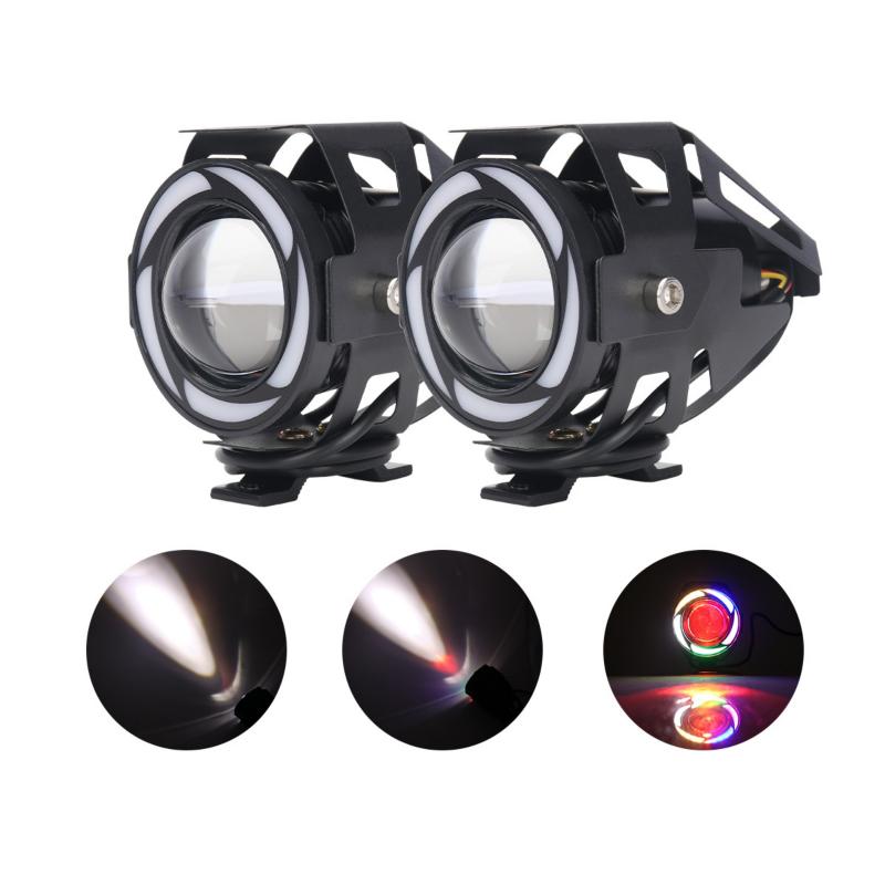 1/2x Angel eye Mini U7 Headlights Motorcycle LED RGB Spotlight Fog lamp High low beams moto Headlamps lens scooter Driving light