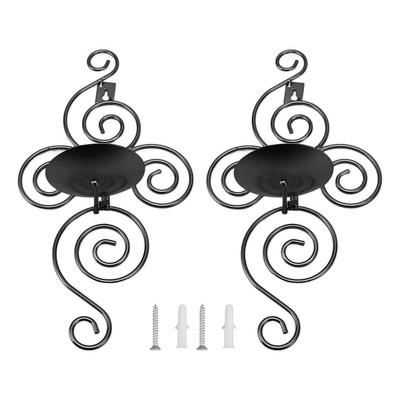 2 Juegos Portavelas de Pared Plegable Estilo Europeo Espiral Hierro Forjado Colgante de Pared Portavelas Decoración del Hogar