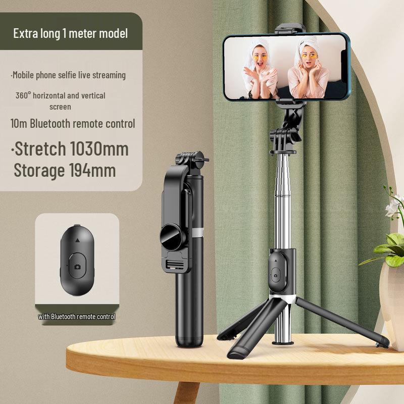 Bluetooth Extendable Selfie Stick Tripod with Anti-Shake and Fill Light for Live Streaming - Model Q02