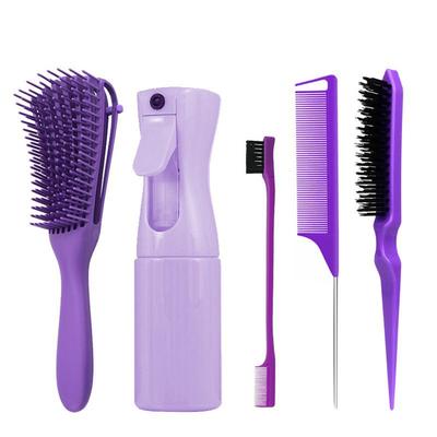 5 Pcs New Plastic Hair Styling Tools Set Unisex Spray Bottle Hair Care Kit Hair Tools Tip Tail Comb Hair Styling Comb Set