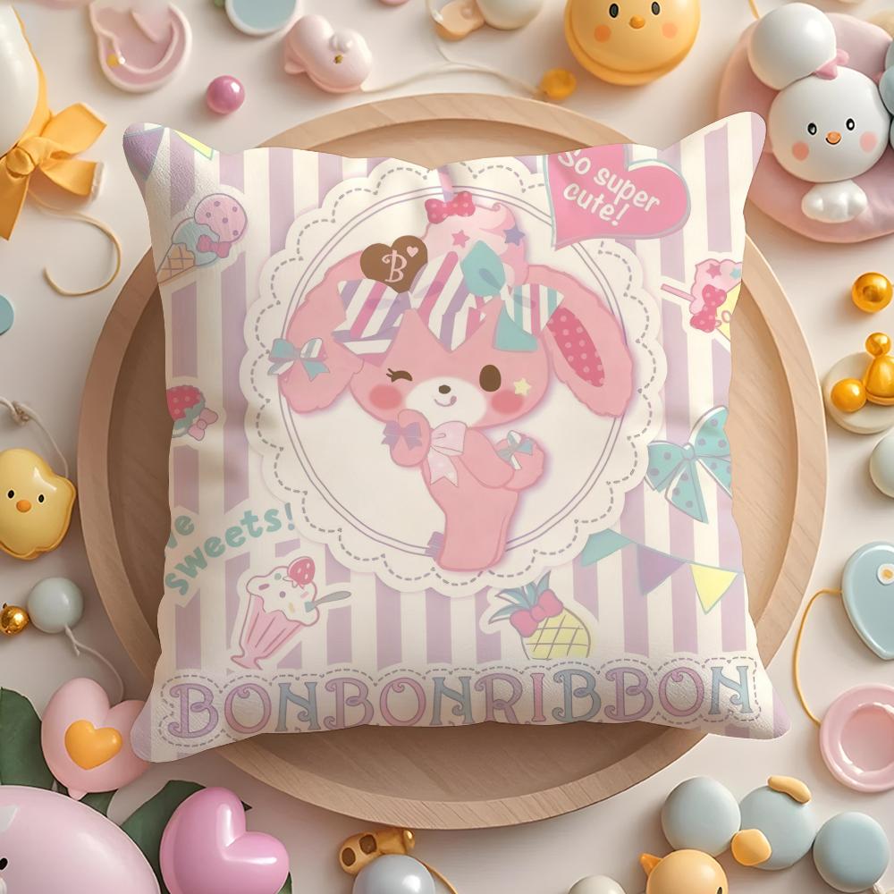 Cute Bonbonribbon Pillow Case Short Plush Double-Sided Printing Home Machine Washable In Warm Winter Cushion Cover
