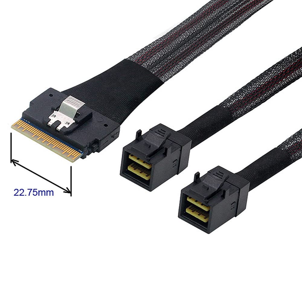 NFHK UltraPort Slimline SAS Slim 8i to Dual 4i Mini SAS HD Cable PCI-E 4.0 SFF-8654 74-pin SFF-8643 PCI-Express